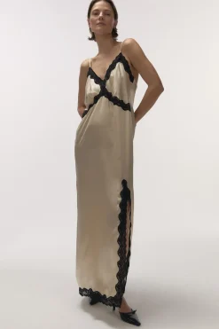 Mist Silky slip dress