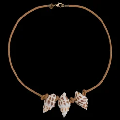 Necklace Leather 3 Shells Leather necklace